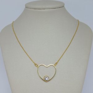 GARGANTILHA CORACAO VAZ BANHO DOURADO