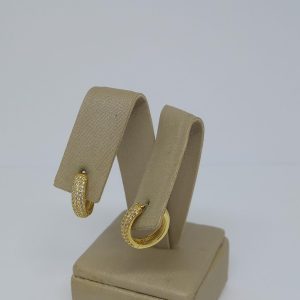 ARGOLA TRES FILEIRAS CRIS. BANHO DOURADO