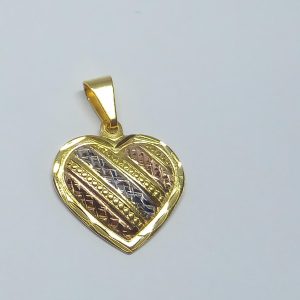 PINGENTE CORACAO FRIZ. C/ RHODIUM BANHO DOURADO