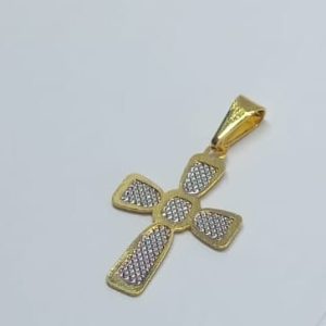 PINGENTE CRUCI. FRIZ. C/ RHODIUM BANHO DOURADO