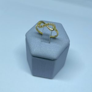 ANEL INFINITO DEZ ZIRC. BANHO DOURADO