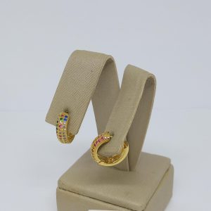 ARGOLA TRES FILEIRAS COLO. BANHO DOURADO