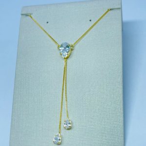 GARG GRAVATA PEND ZIRC GOTINHAS 6X4 BANHO DOURADO