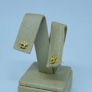 BRINCO PATINHA CRAV.CRISTAL BANHO DOURADO