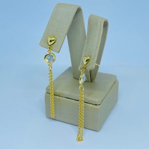 BRINCO PEND. ZIRC E CORR BANHO DOURADO