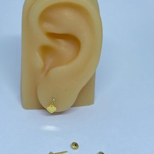 BRINCO BP PEDRINHA C/ PEND. CORACAO BANHO DOURADO