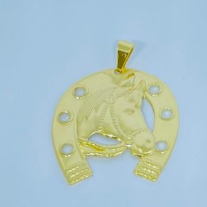 PINGENTE FERRADURA CAVALO BANHO DOURADO