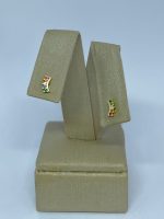 BRINCO CINCO ZIRC. CORES BANHO DOURADO