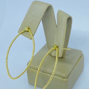 BRINCO OVAL VAZ C/ UMA PEDRA BANHO DOURADO