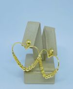 BRINCO PEND. CORACAO C FRIZO E BOLAS BANHO DOURADO