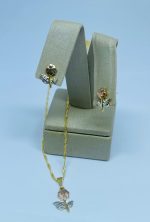 CONJUNTO FLOR C/RHODIUM BANHO DOURADO