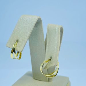 ARGOLA  ESTAMPADA REDONDA VAZ. FRIZADA BANHO DOURADO