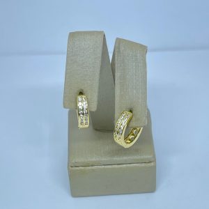 ARGOLA G DUAS FILEIRAS QUATORZE ZIRC. BANHO DOURADO