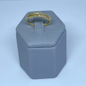 ANEL DUAS FILEIRAS TRANC. E CRAV BANHO DOURADO