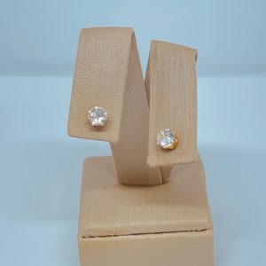 BRINCO SOLITARIO 5MM BANHO ROSE