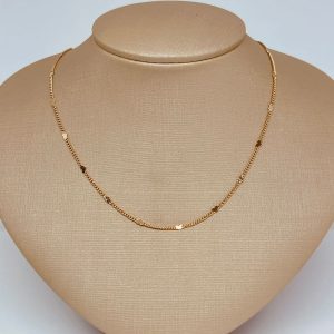 GARGANTILHA 45CM  CORACOES LISOS BANHO ROSE