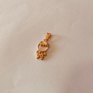 PINGENTE MENINO VAZ DUAS PEDRAS BANHO ROSE