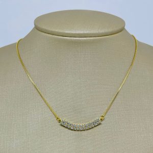 fora de linha GARGANTILHA 30 ZIRC RED. PEQ SM BANHO DOURADO