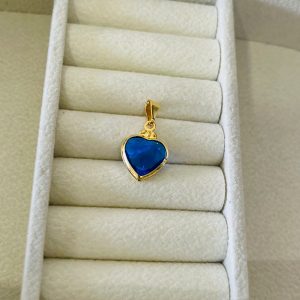 PINGENTE CORACAO ACRILICO BANHO DOURADO