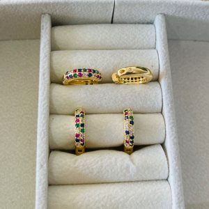 ARGOLA CRAV. COLORIDA BANHO DOURADO