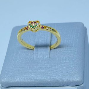 ANEL CORACAO CRAV.COLO 03 BANHO DOURADO