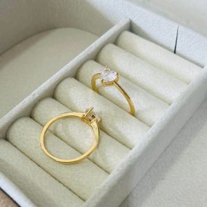 ANEL ZIRC. CORACAO QUATRO GARRAS SM BANHADO