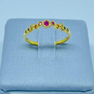 ANEL ONZE ZIRC. COLO. BANHO DOURADO