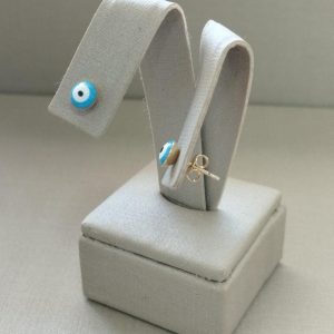 BRINCO OLHO GREGO REDONDO 6MM BANHO DOURADO