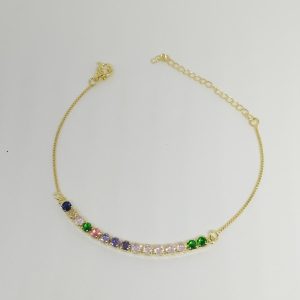 PULS ZIRC REDONDA COLORIDA BANHO DOURADO