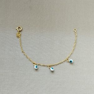 PULS INFANTIL COM TRES OLHOS GREGOS BANHO DOURADO