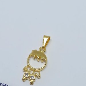 PINGENTE MENINO VAZ DUAS PEDRAS BANHO DOURADO