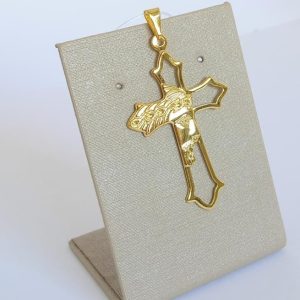 PINGENTE CRUCIFIXO FACE DE CRISTO BANHO DOURADO