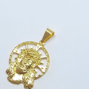 PINGENTE VAZADO RELEVO CRISTO BANHO DOURADO