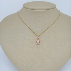 GARGANTILHA 45CM COM PING DE MENINA TODA EM ZIRC BRUTO