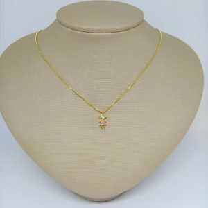GARGANTILHA 45CM COM PING PASSANTE DE MENINA CRAV BANHO DOURADO