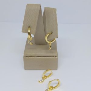 ARGOLA PEND LUA CM ZIRC BANHO DOURADO