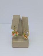 ARGOLA FLOR COLORIDA RB1367 MC BANHO DOURADO