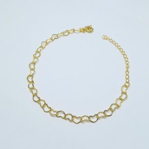 PULSEIRA CORACOES VAZ ELOS MEN. BANHO DOURADO