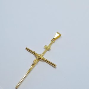 PINGENTE CRUCIF. RELEVO CRISTO BANHO DOURADO