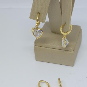 ARGOLA ZIRC. CORACAO 10MM BANHO DOURADO