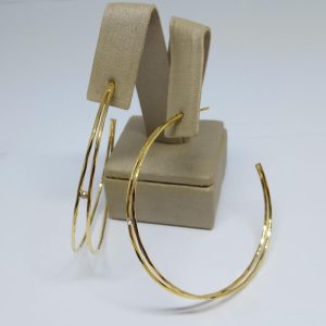 ARGOLA DOIS FIOS COM PEDRA BANHO DOURADO