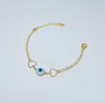 PULSEIRA OLHO GREGO CORACOES VAZ BANHO DOURADO