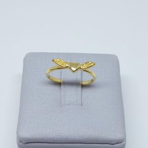 ANEL CORACAO COM ASAS BANHO DOURADO