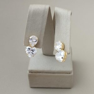 BRINCO ZIRC GOTA 6X8  E CORACAO 8X8 BANHO DOURADO