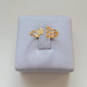 ANEL REG QUATRO ESTRELAS BANHO DOURADO