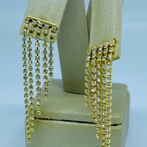 BRINCO CINCO CORR DE PEDRAS BANHO DOURADO