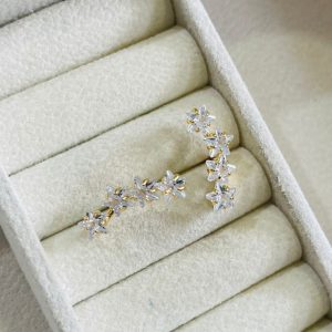 BRINCO EAR CUFF ZIRC ESTRELAS BANHO DOURADO