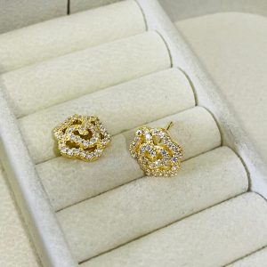 BRINCO ROSA VAZ CRAV BANHO DOURADO