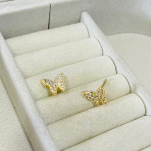 BRINCO BORBOLETA TODA CRAV BANHO DOURADO