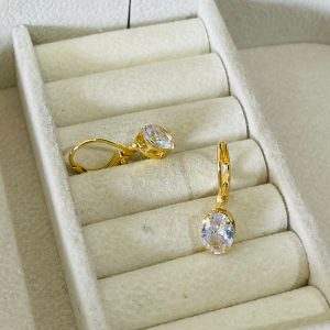 ARGOLA ZIRCONIA OVAL 6X8 BANHO DOURADO